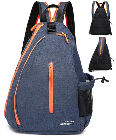 OUTPLORER Pickleball Bags for Men Women Pickleball Paddle Bag Sports Pickleball Bag Adjustable Sling Bag with Fence Hook Crossbody Backpack Fits to the Courts, Orange Z, 14.5 x 10.2 x 19.3 inches（L x