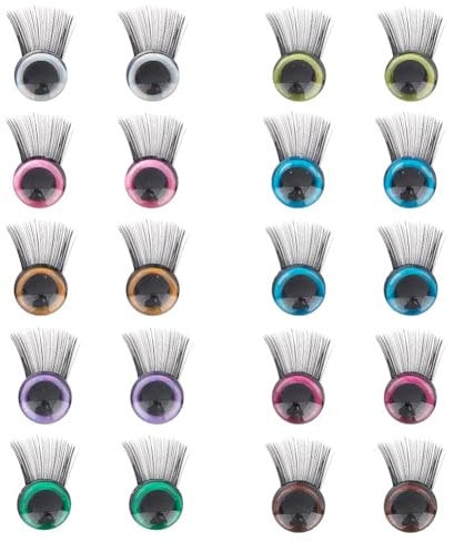GOMAKERER 10 Pairs 10 Colors Plastic Craft Eyes, Cartoon False Eyes with Spacer Set Colorful Doll Round Eyes Cute Safety Eyes Animal Eyes for Craft Doll Crochet Making