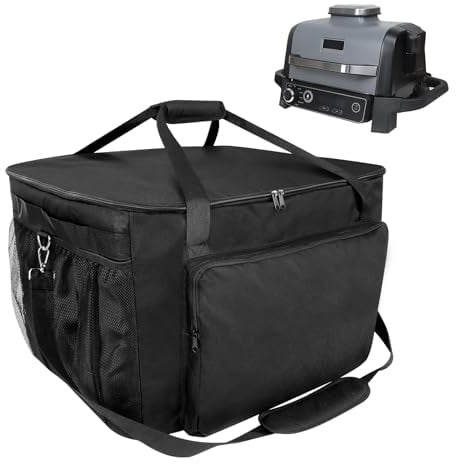 bruwaa Sac de Transport pour Barbecue d'extérieur Ninja Woodfire, Sac résistant à l'eau pour fumoir Ninja OG701 et OG751, étui de Transport pour Accessoires de Gril avec Multi-Poches (Sac Uniquement)