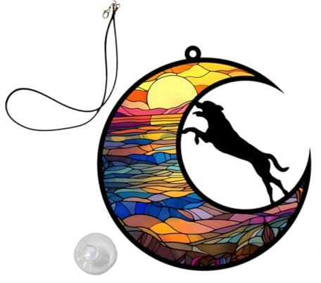 Zerodeko Hund Gedenk Ornament Mond Hängende Dekoration Für Erinnerungen Für Fenster Wände Und Türen Personalisierbar Für Hundeliebhaber