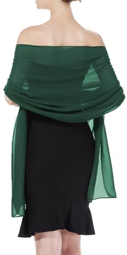 BEAUTELICATE Chiffon Schal Stola Damen Festlich Elegante Tücher Schultertuch Stola für Abendkleider Braut Festlich Sommer Hochzeits (Jägergrün - Plus Size)