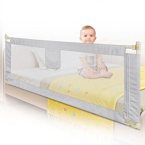 OHMG Bettgitter 150cm Bettschutzgitter Kinderbettgitter für Kinder Babybettgitter Klappbar,Kinderbett Kinderbettschutzgitter Rausfallschutz,Bett&Elternbett,Rausfallschutz Bett