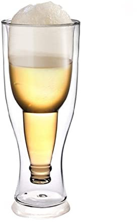 YLSZHYR Verre à Bière à Double Paroi pour Garder la Bière Froide, Beaux Verres à Bière Isolés Uniques pour la Maison, la Fête, le Bar, L'eau, le Café Glacé, le Whisky, le Cocktail,(250 ml)