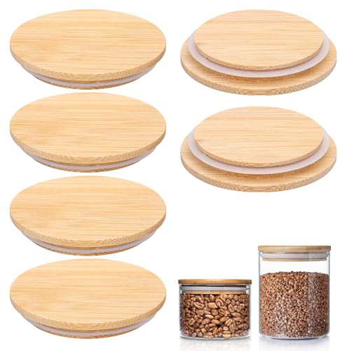 6 tapas de Gu Pot, tapa de bambú hermética con anillo de sellado de silicona, tapas Gu a prueba de fugas, tapa de tarro reutilizable para ollas Gü, tarros de vidrio, ollas de yogur