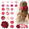 Lot de 21 barrettes à cheveux en forme de fleurs multicolores roses pour fête sur la plage, mariage, décoration d'événement (rose rouge)
