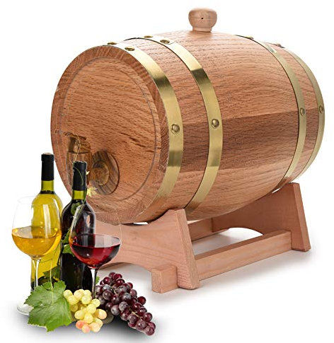 Distributeur de Fûts de Whisky en Bois de Chêne Vintage 3L pour Vin, Bourbon, Tequila avec Support Assorti pour Affichage de Fûts de Vin en Bois