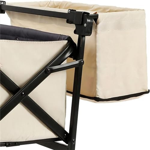 Faltbarer Bollerwagen Folding Hecktasche Outdoor-Einkauf Camping Hand drcken Tragbarer Trolley Warenkorb Zubehr(Beige)