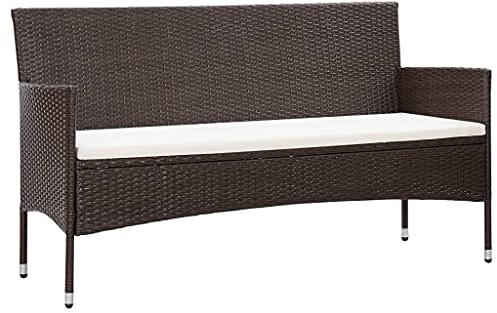 HEFZGDB Gartensofa 3-Sitzer mit Kissen Braun Poly Rattan Gartenbank Gartenlounge Outdoor Sofa Geeignet für Garten, Terrasse, Pool.