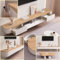 XDXINY Meuble TV suspendu en bois massif pour salon, maison, table basse, support TV 140, 160, 180, 200, 220, 240 cm, plusieurs tailles (Blanc-Marron, 180 x 20 x 24 cm)