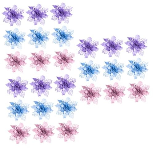 IMIKEYA 3St Weihnachtsblume aushöhlen Christbaumschmuck künstliche blüten neujahrsdeko dekorative Weihnachtsblumen glitzernde Weihnachtssternblumen künstliche Blumen Weihnachtsdekorationen