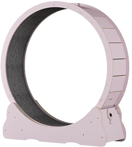 Katzenlaufrad, Katzenlaufrad aus Holz, mit Laufbahn aus Teppichboden, Katzenlaufrad mit Bremse, für kleine und große Katzen,Pink-XL