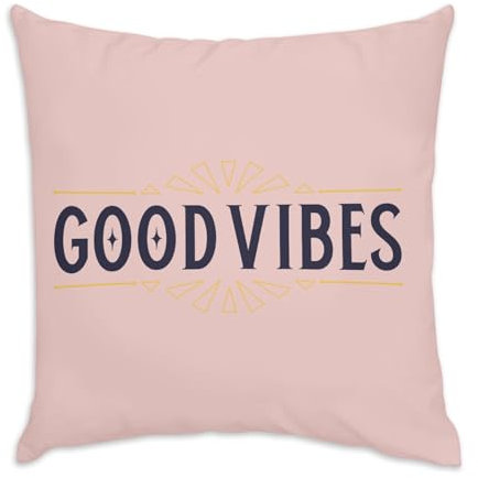 Fabulous Kissen aus Samt, Rosa, Good Vibes Bonne Laune, Cool Art Déco, 40 x 40 cm, samtige Haptik, Bezug und Kissen enthalten