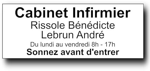 Plaque de porte personnalisée - 24x10 cm – Jusqu’à 5 lignes – Plaque porte d’entrée, bureau, nom famille, profession libéral, cabinet médical, intérieur/extérieur, signalétique PVC Adhésive (Blanche)