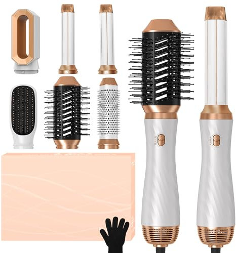 Haarstyler OKWRAP Hair Styler Set Airstyler 6 In 1 Mit Rundbürstenföhn Warmluftbürste Thermal Brush Airflow Lockenstab Automatisch, Volumen Föhnbürste,Für Glätten, Trocknen, Volumen, Locken
