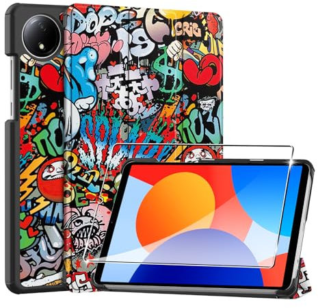 CAUHENYEE Funda para Xiaomi Redmi Pad SE 8.7 (2024) Carcasa, Funda Protectora para Tableta con 1 Protector de Pantalla, Función de Soporte Vertical - Graffiti