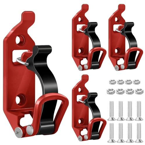 4Pcs Shovel Mount for Roof Rack, Roof Rack Accessories, Rubber Clamp Mounting Brackets Kit, Shovel Holder for Truck, Car Accessories for Boats, Military Equipment, Axe Holder (Red)