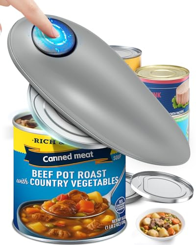 Electric Can Opener, Tin Opener Hand Free, Can Openers 360° One Button Automatically Open Any Size Cans, Safe and Reliable, Kitchen Best Choice—Powerful, Safe & Easy for Cooks and Housewives