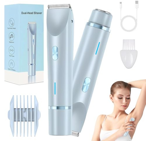 Silky Splash Rasierer Intimrasierer für Frauen, 2-in-1 Dual Head Elektrischer Rasierer Damen, Elektrischer Intimrasierer für FrauenIPX7 Wasserdicht Kabelloser Wet & Dry Bikini Trimmer, Damenrasierer