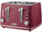 Daewoo Cascade 4 Slice Toaster – Ruby Ribbed Finish, Dual Independent Controls, Adjustable Browning, Cancel, Reheat & Defrost Functions, Removable Crumb Trays