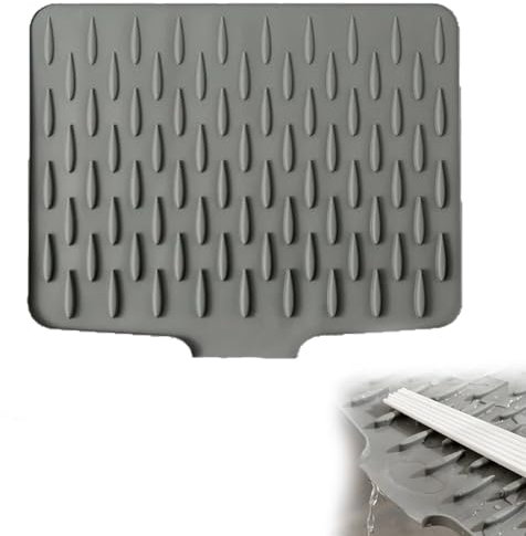 No Spill Silicone Worktop Drainer, Heat-Resistant Drain Mat with 15.6 Slope, Non-Slip Pad for Kitchen Sink & Bathroom, Protects from Drips & Scratches (1)