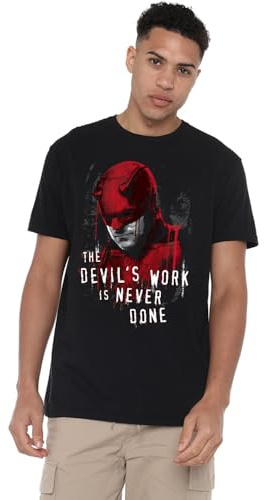 Marvel Unisex Marvel Daredevil Born Again The Devil’s Work is Never Done Unisex T Shirt, Black T-Shirt