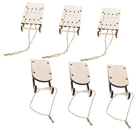 SUPVOX 6 Stück Teiliges Mini Holzschlitten Deko Unbemalt DIY Bastelset für Weihnachtsbaum und Tisch Handgefertigte Mini Schlitten für Festliche Wohn Büro und Ladendekoration