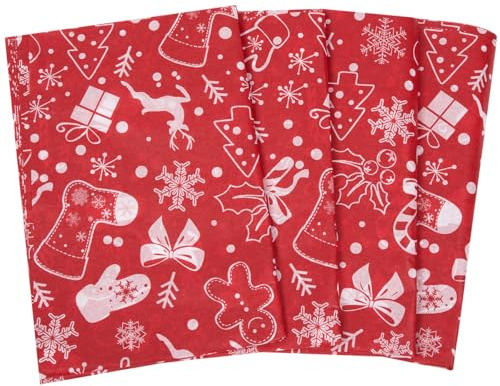 Weihnachtsseidenpapier zum Verpacken von Geschenken: 50 Blatt rotes Seidenpapier mit festlichem Muster (50 x 35 cm) für weihnachtliche Bastelarbeiten