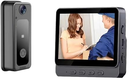 RFGTHY Wireless Visual Doorbell IR Night Vision Wireless Door Bell HD 4.3inch IPS Screen Doorbell Camera 2.4G For Home Office Apartment Easy Installation