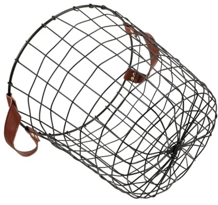 JECOMPRIS Robuster Runder Metallkorb für Kaminholz mit Griff Großer Luftdurchlässiger Drahtkorb zur Feuerholzaufbewahrung Vielseitiger Lagerkorb für Haushalt Garten und Camping