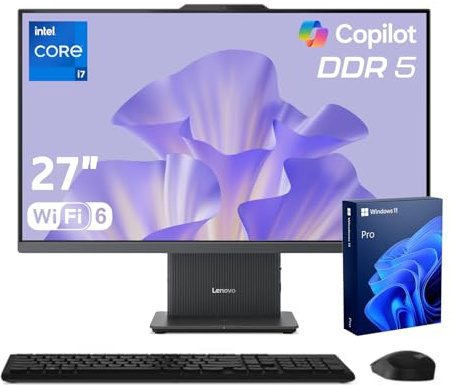 Lenovo IdeaCentre Business Computer All-in-One PC, 27 FHD 100Hz Display, Intel Core i7-13620H, 32GB DDR5, 2TB SSD, Wi-Fi 6, Windows 11 Pro with AI & Microsoft Copilot, Wireless KB & M, Grey