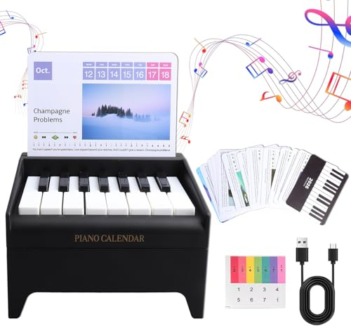 Micacorn Klavier Kalender 2026, Spielbarer Piano Kalender mit 26 Musikkarten & 52 Liedern, USB Mini 3D Musik Kalender, Geburtstagsgeschenk & Deko