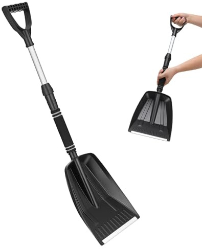 HOMSFOU Pelle à Neige D'extérieur Rétractable Noire, Outil Robuste pour Déneigement de Voiture et Allée, Pelle à Neige Portable Légère et Amovible, Accessoire Indispensable pour Activités