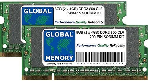 GLOBAL MEMORY Kit di Memoria RAM SODIMM da 8 GB (2 x 4 GB) DDR2 800 MHz PC2-6400 200 Pin Compatibile con Computer Portatili/Notebook