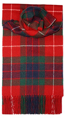 I LUV LTD Fraser Red Tartan Scarf Modern Lambswool