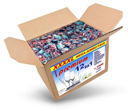 Spülmaschinentabs 12 in 1 in Aufreißfolie, 20 kg, ca. 1000 Stück | All in One, A-Ware, Qualitätsware, Für jede Spülmaschine geeignet