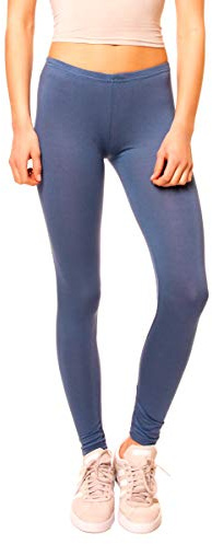 Easy Young Fashion - Damen Basic Leggings in Matt oder Glanz-Optik - atmungsaktive weiche Lange Hose LG08 - Jeansblau
