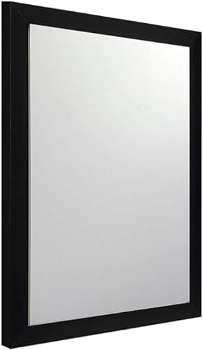DRULINE Wandspiegel - Spiegel - Badspiegel - Dekospiegel - Flurspiegel - Kunststoff matt schwarz - B/H ca. 30 x 40 cm Spiegelfläche - Aufhängung in Hoch- und Querformat möglich