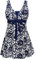 ECUPPER Women‘s Plus Size Swimsuit One Piece Swim Dress Tummy Control Swimming Costume with Skirt Navy XXL