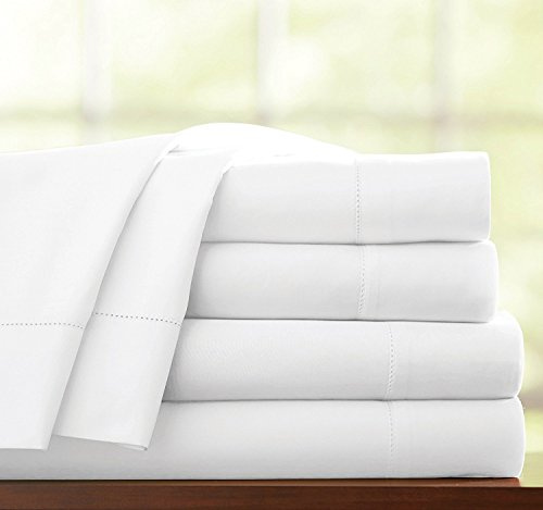 100% EGYPTIAN COTTON 4PC 500 THREAD COUNT HOTEL QUALITY BEDDING BED SET DUVET COVER WITH PILLOWCASES FITTED SHEET (Double, White)