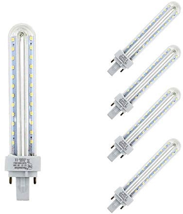 TECNOLUX EURO Lámpara Bombilla Led 2U Tubo G24 6500 K Luz Fría 12W (Pack 5) Eficiencia Energetica F