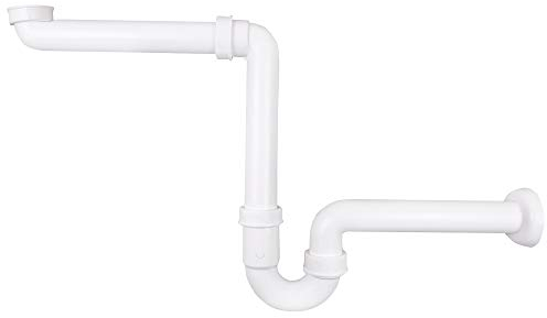 AQUADE Raumsparsiphon Küche 1 1/4 Zoll x 40 mm mit Waargerechtem Abgang - Waschtisch Siphon Kunststoff Weiß - Platzsparender Siphon Geruchsverschluss für Bad Waschbecken Sanitäranlagen