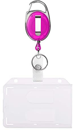 Karteo Ausweishülle für 2 Karten mit Ausweishalter Jojo lila [1 Stück] Kartenhalter horizontal mattiert im EC-Kartenformat mit Ausweisjojo Karabinerhaken und Gürtelclip