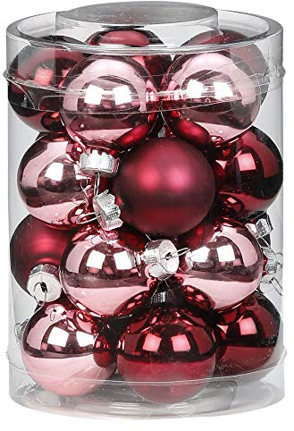 Magic 20 Christbaumkugeln Glas 3 cm Christbaumschmuck Weihnachtskugeln Baumkugeln Baumschmuck Weihnachtsdeko Farbe: Berry Kiss (Beere)