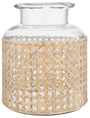 Bloomingville 8H Glass Vase with Decorative Cane Sleeve