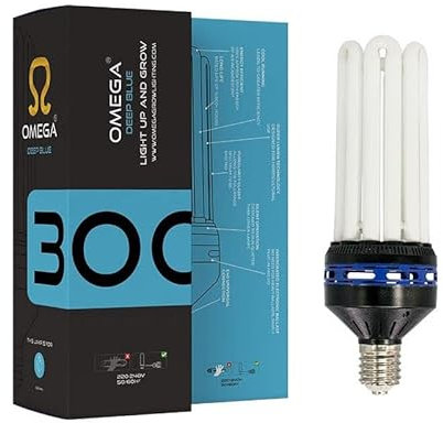 Omega 300W CFL Grow Light Bulb – 6400K Blue Spectrum for Vegetative Growth – Energy Efficient Cool Lamp for Cuttings, Clones & Seedlings – E40 Fitting
