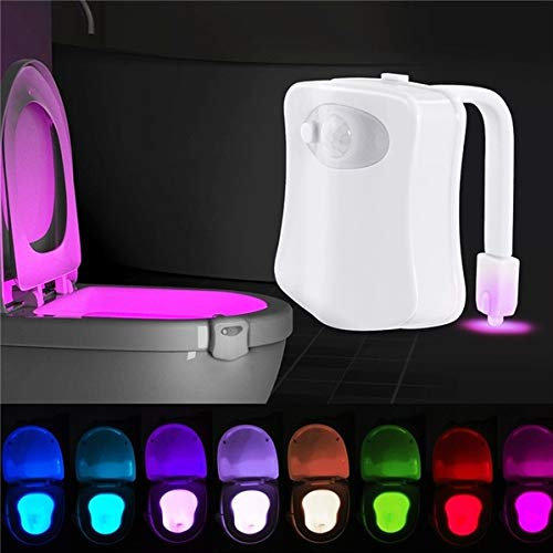 UK 2 Pack - Toilet Night Light Motion Activated 8 Colour Changing, Seat Light 2 Modes Light Detection Sensor, Potty Training Light up, Bathroom Lighting LED Bowl Light Fit Any Toilet, White