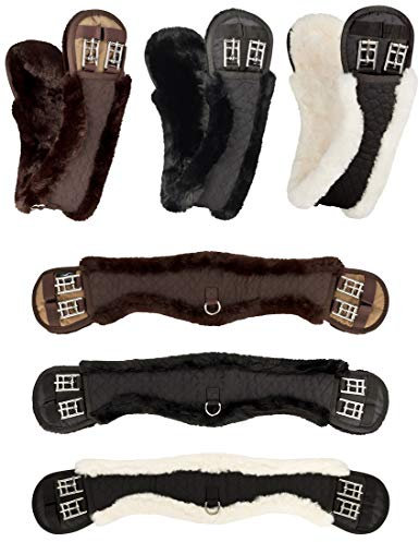 Equinate Mondgurt anatomisch mit synthetischem Lammfell Kurzgurt Sattelgurt Dressurgurt 80cm Schwarz