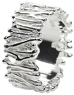 SILBERMOOS XL XXL Ringe in großen Größen Damen Herren Partner Ring Stäbchen Wurzeln Streifen extravagant matt glänzend Sterling Silber 925, Größe 64 66 68 70, Größe:66