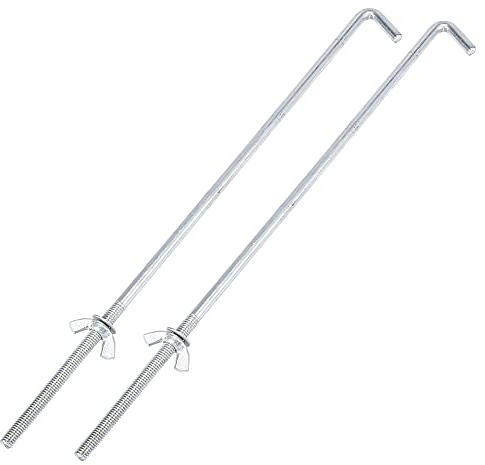 X AUTOHAUX Pair 27cm x 0.6cm Car Battery Hook Clamp Silver Tone