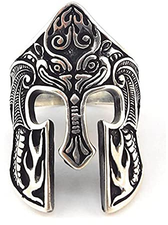 HCMA Klassische Spartaner Maske Krieger Ring Skandinavischer Ring Wikinger Totem Maske Amulett Ring Herrenmode Schmuck Geschenk